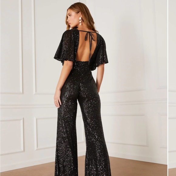 Vici Pants & Jumpsuits Vici Trophy Wife Sequin Jumpsuit Black Nwt